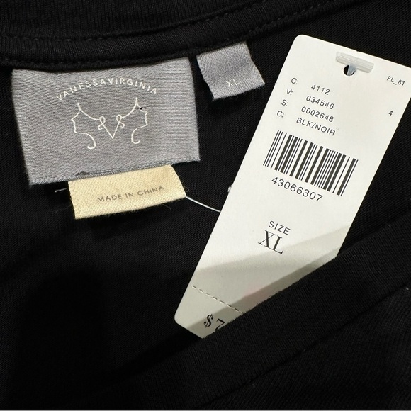 Anthropologie Vanessa Virginia V-Neck Black Indak Ruffle Sleeve Top SZ XL NWT - Picture 2 of 9